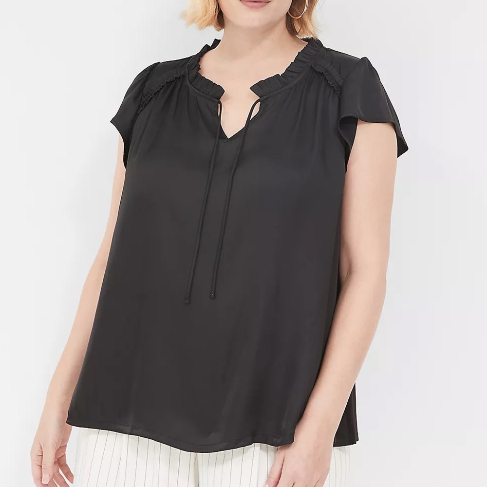 Satin Work Blouse Flutter Sleeve Size 18/20 NWOT Lane Bryant